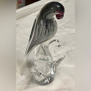 Vintage Murano Glass Macaw Parrot Bird Sculpture Figure 11” Tall